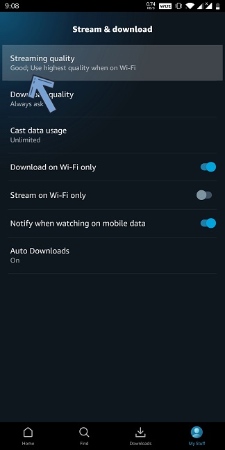 Change Video Stream Quality Amazon Prime Video Android 3