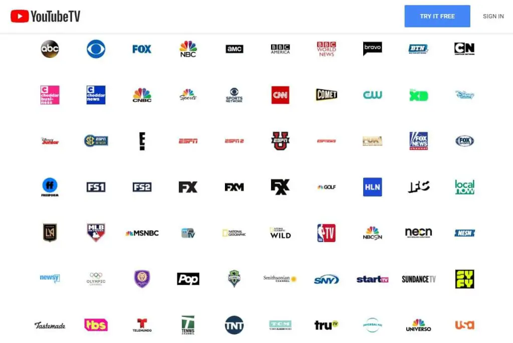 Complete List of YouTube TV Channels 2023