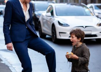 Она толкнула чужого ребёнка в лужу