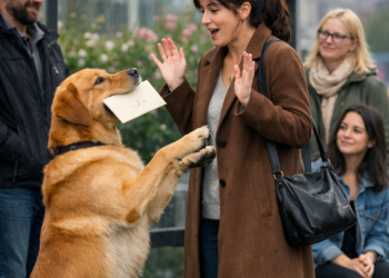 Собака с белым конвертом