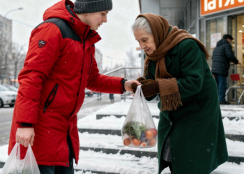 Опустив глаза, пожилая женщина с мольбой произнесла